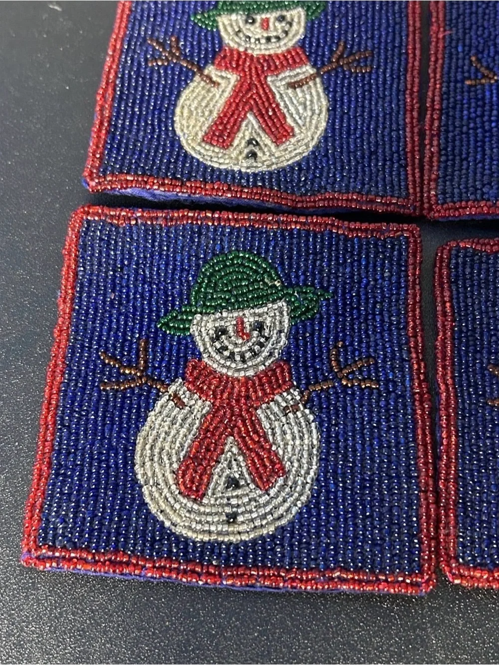 Crate and barrel snowman coasters